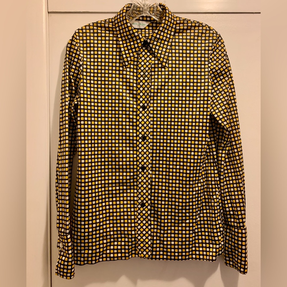 Vintage! Women’s Alex Colman California Polyester Blouse | Black Yellow White